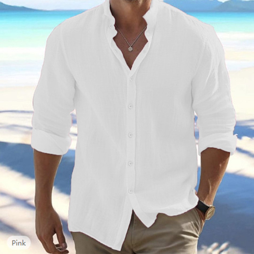 Button-Up Shirt Mens Long Sleeve Cotton Linen T-shirt Casual Summer Beach *SALE*
