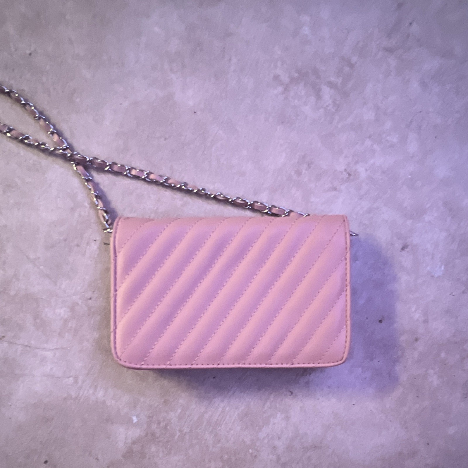 Studio Badgley Mischka Pink Quilted Chain Strap Crossbody Wallet, Folding