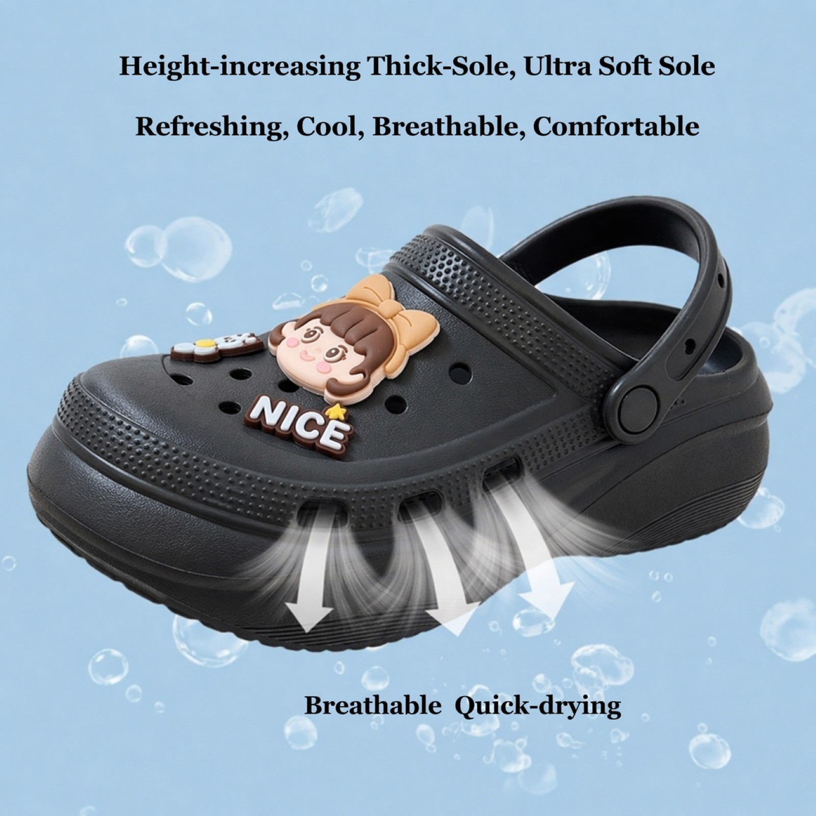 Women Platform Clogs Soft Sole Sandals NonSlip Cartoon charms Girl Slipper Shoes