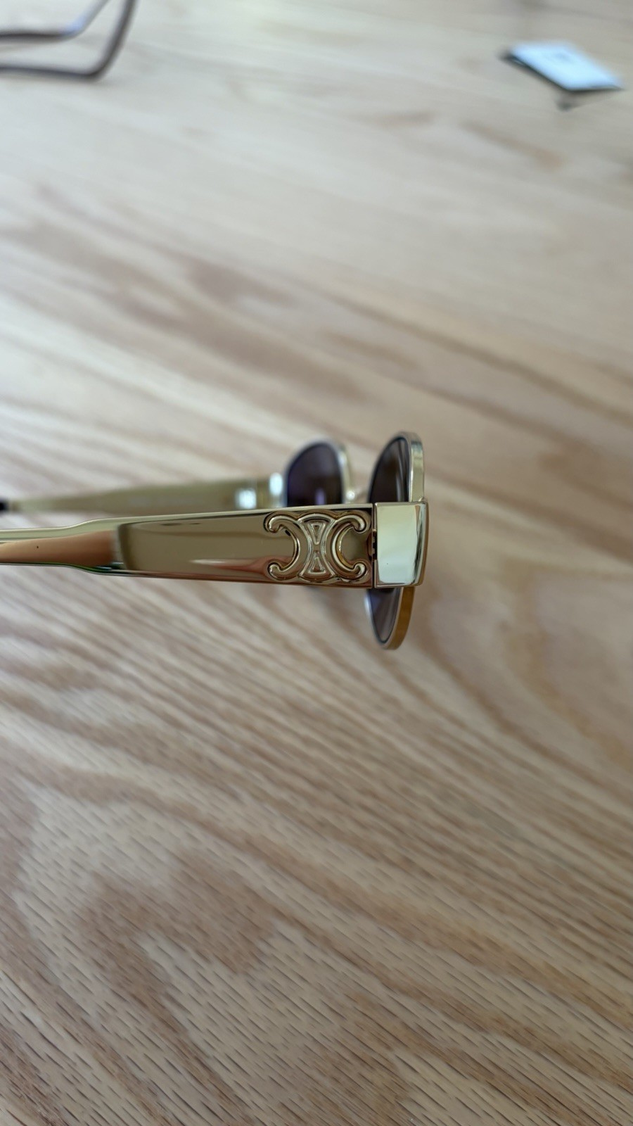 CELINE TRIOMPHE METAL 01 SUNGLASSES IN GOLD METAL WITH LEATHER POUCH BAG