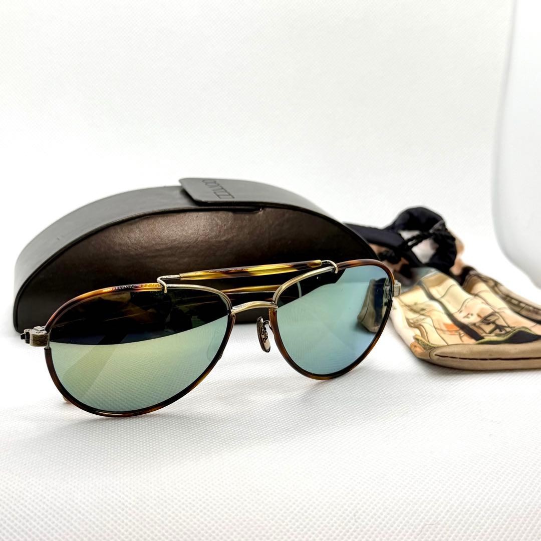 Oliver Peoples Charter AG-M Drop Shadow Sunglasses Yellow Gold Mirror