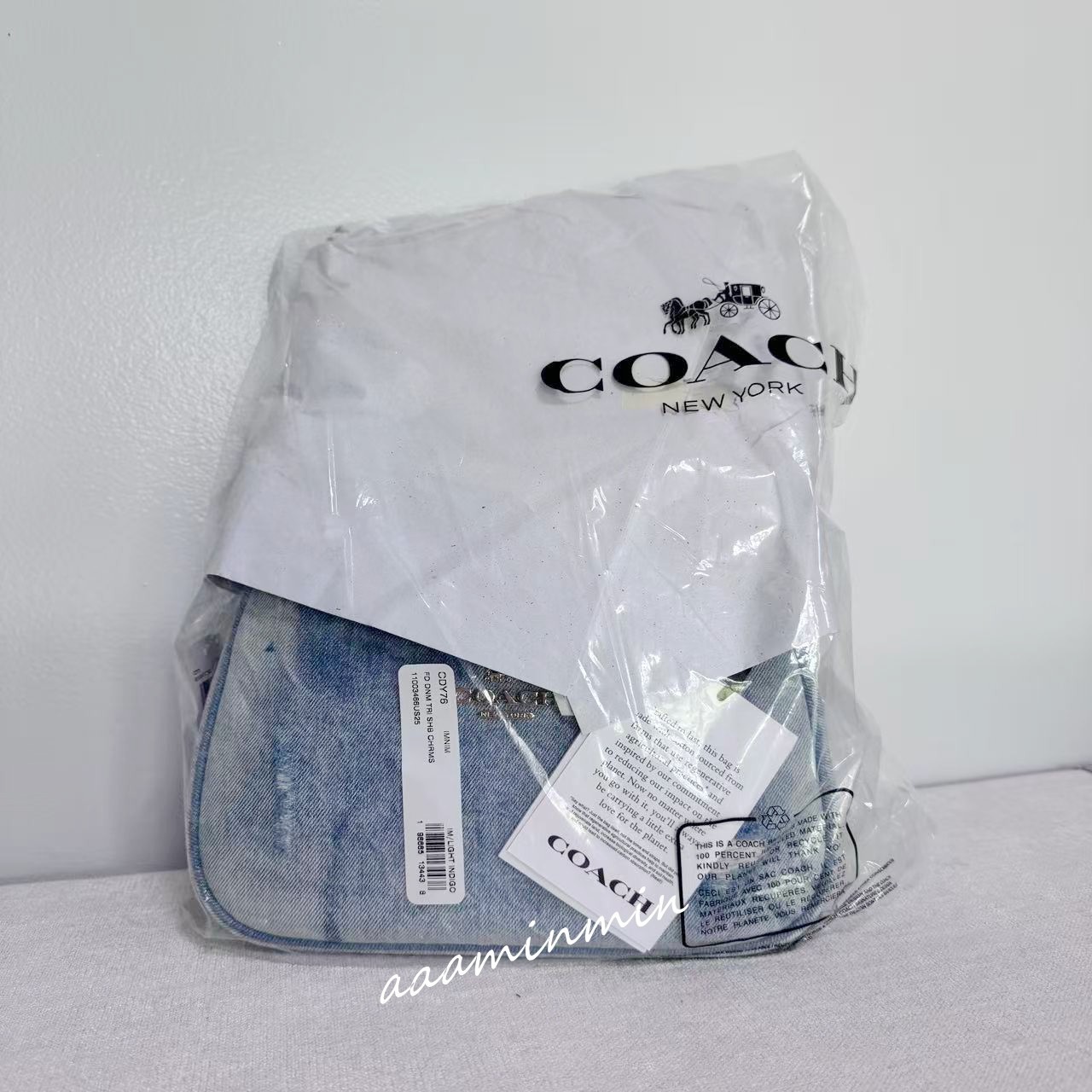 NWT CDY76 Coach Teri Shoulder Bag In Loved Denim With Charms