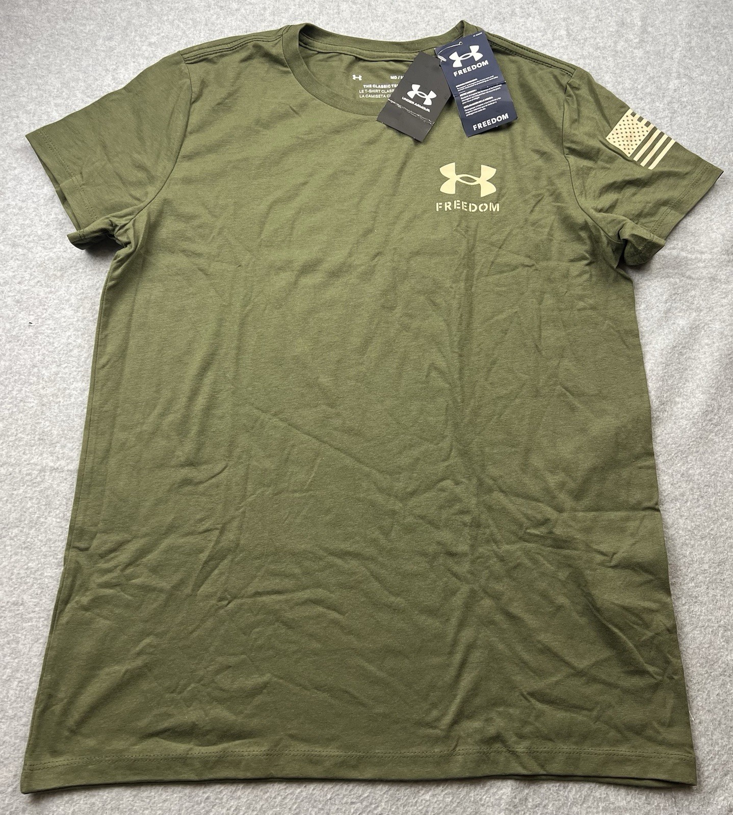 Under Armour Women’s Military Green Freedom Flag T-Shirt Size M 1370814 NWT