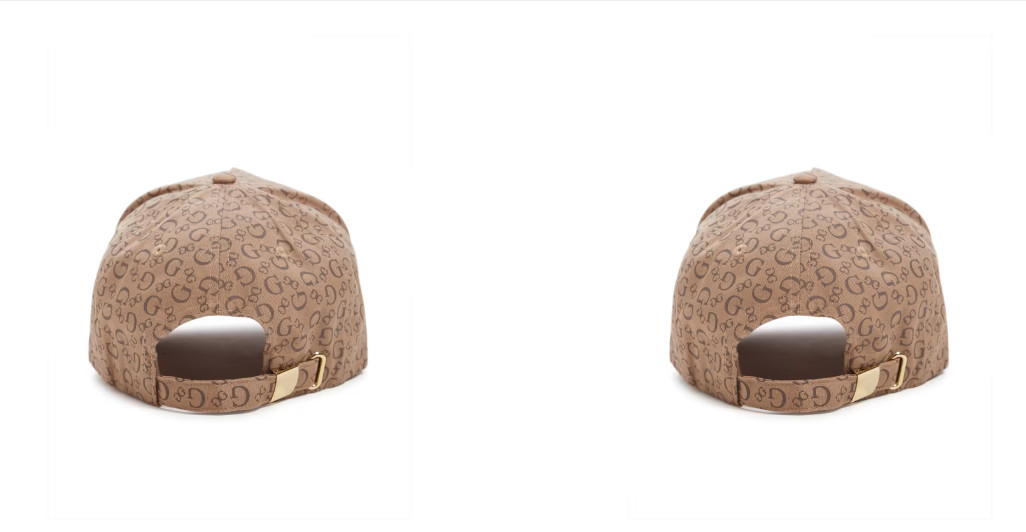 NEW WT MEN’S GUESS BROWN TAN BEIGE BASEBALL CAP HAT LOGO GOLD HARDWARE PLATE