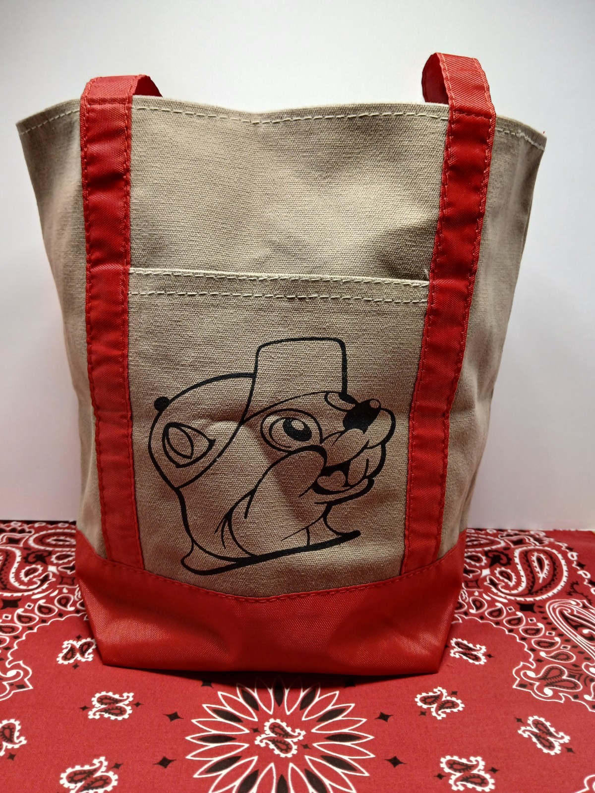 Buc-ee’s Mini Tote Bag ~ New 13×12 Market Bag Small Reusable ~ Canvas & Red Tote