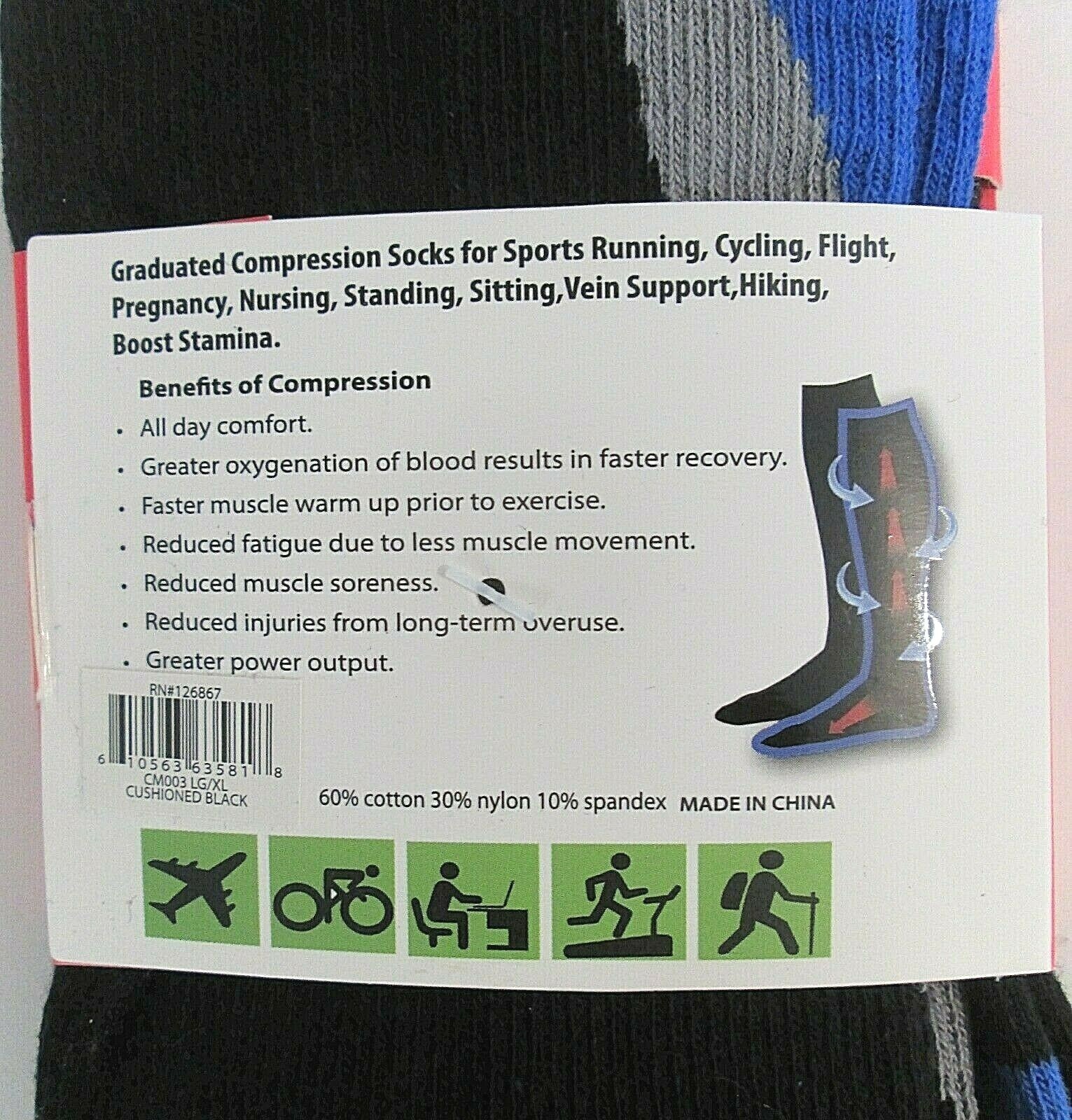 Mens Fine Fit Graduated Mild COMPRESSION 8-15 mmHg Over The Calf / Knee Socks