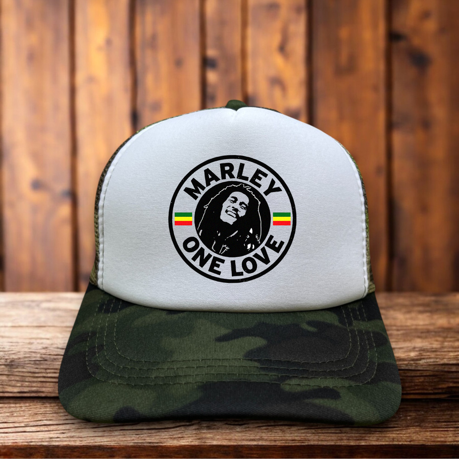 Bob Marley One Love Mens Trucker Hat Camo Reggae Music Rasta Baseball Cap
