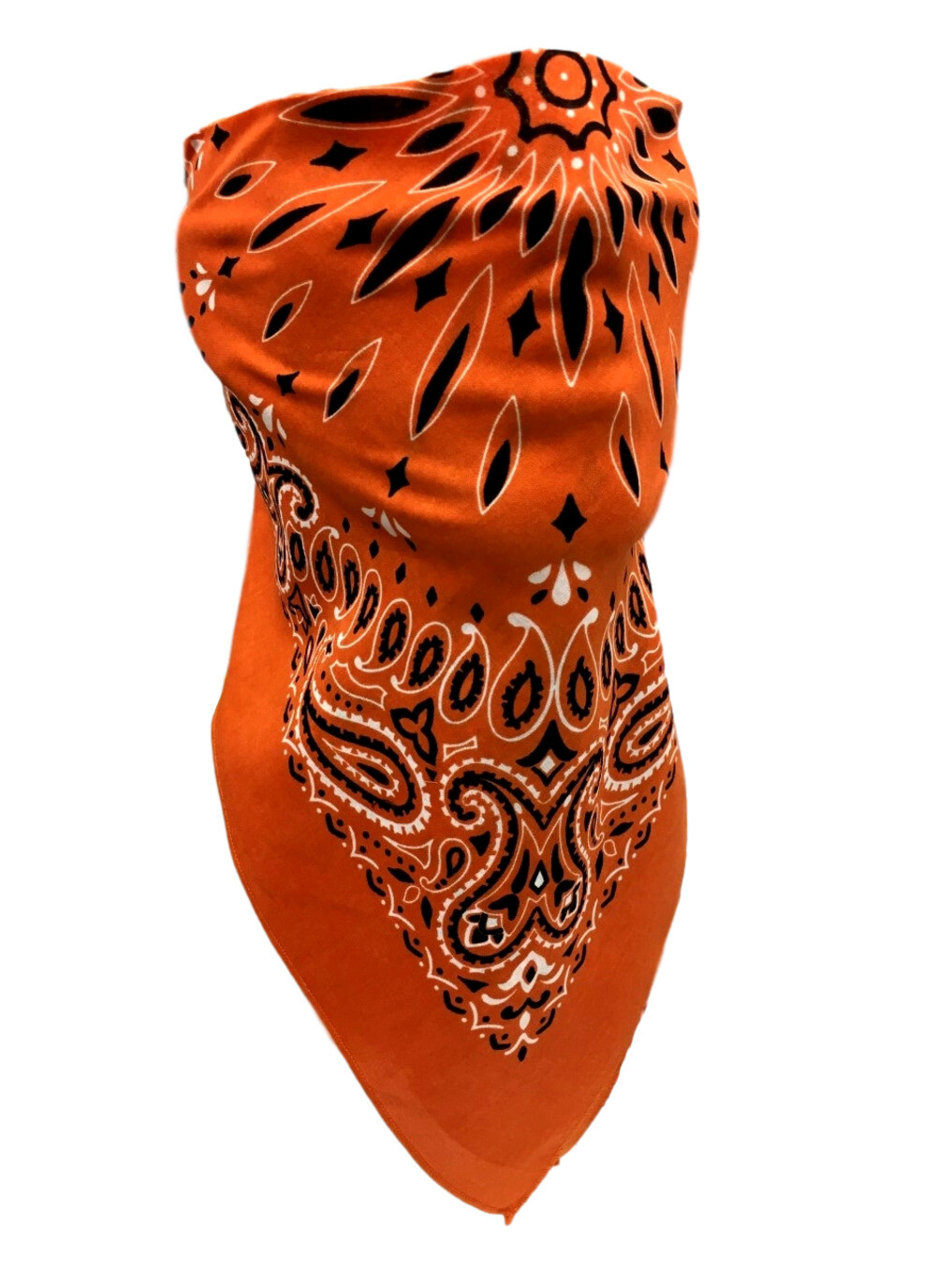 VELCRO®Brand ADJUSTABLE Harley Orange PAISLEY FACE NECK COVER Sun Block BANDANA