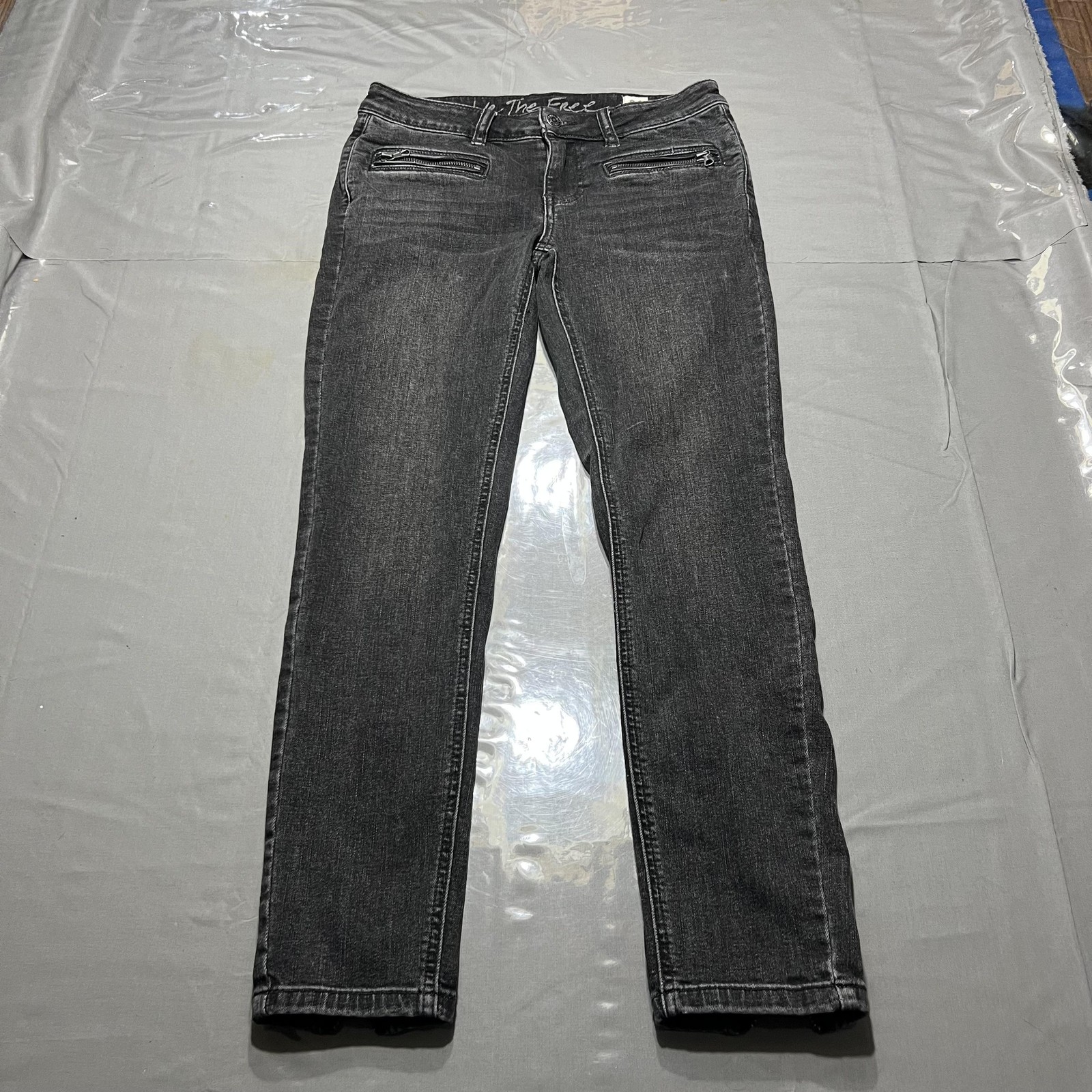 We The Free Jeans Womens 28 Gray Skinny Slim Fit Ankle Zip Charcoal Wash Denim