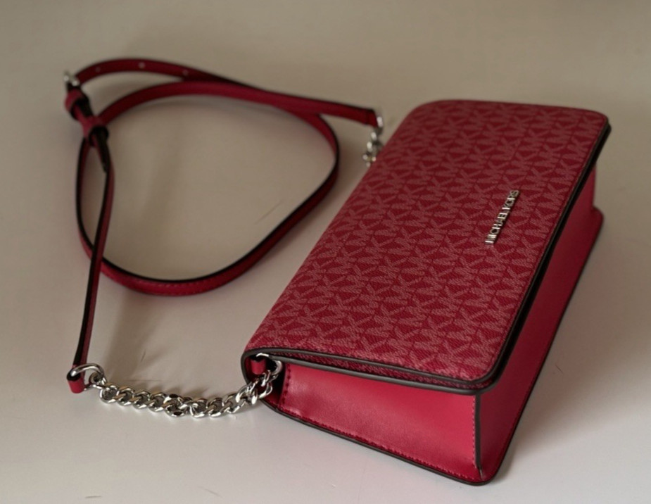 Michael Kors Jet Set Travel Medium Flap Shoulder Crossbody Bag MK Dark Raspberry