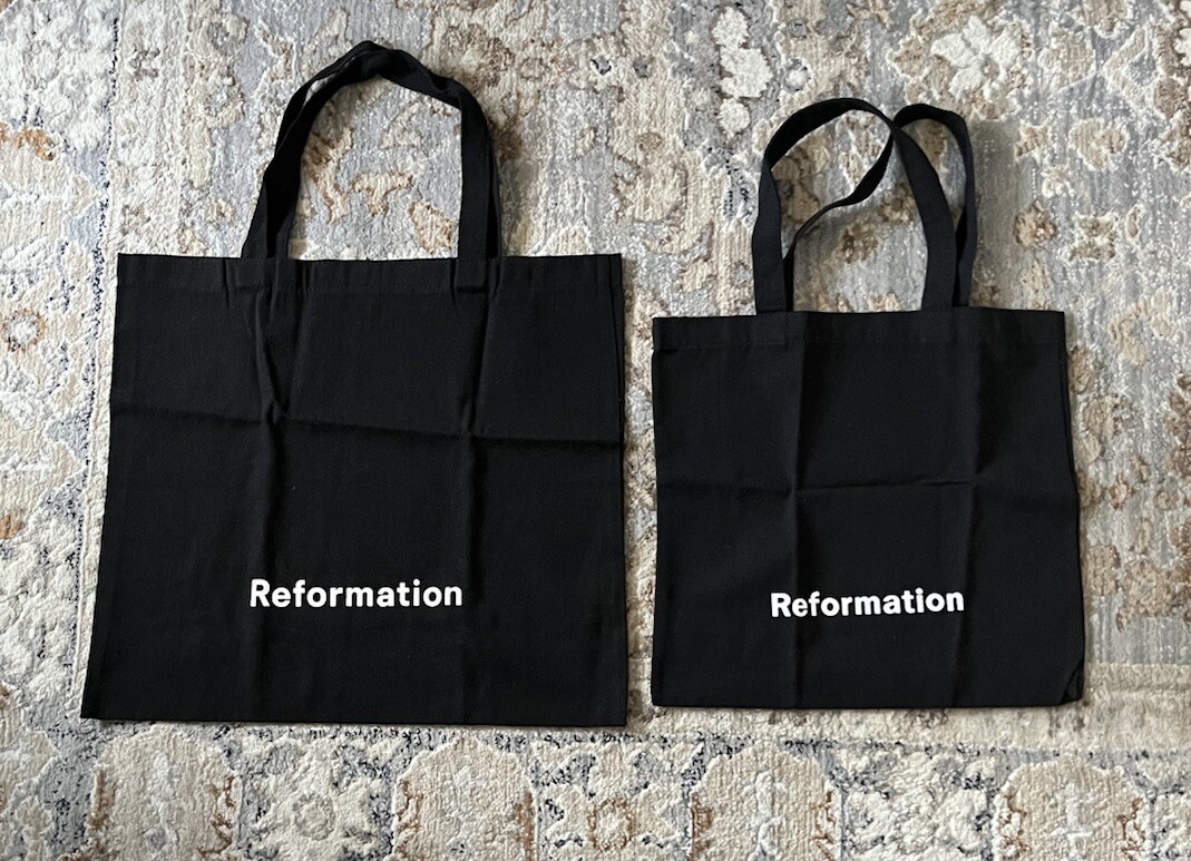 Reformation Tote Bags Set of 2 17”x15.5” and 13.25”x12.75”