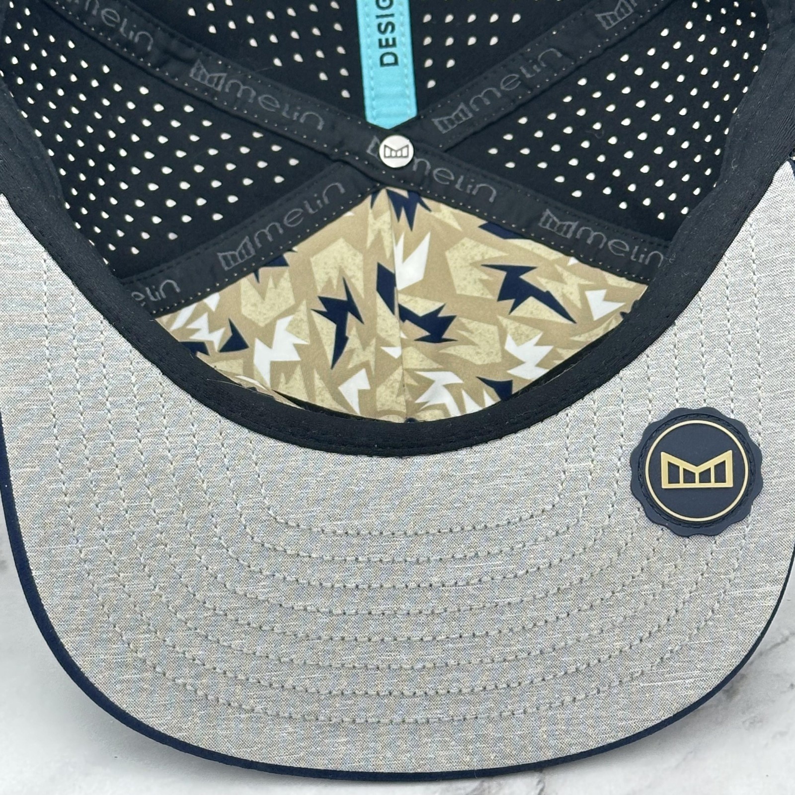 Melin Coronado Hydro Hat Cap Snap Back Beige Navy Rope Performance Mens One Size