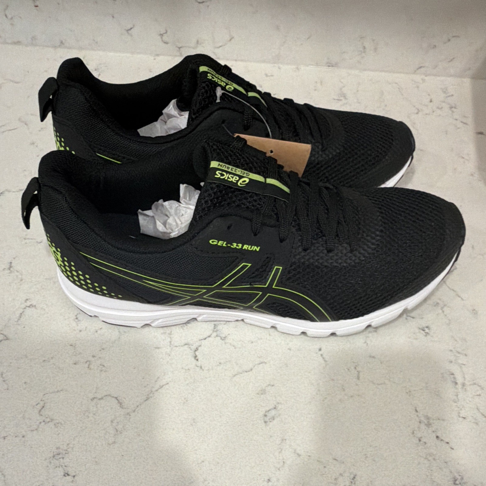 ASICS GEL-33 RUN Men’s Running Low Top Lace-Up Sneakers Black/Green