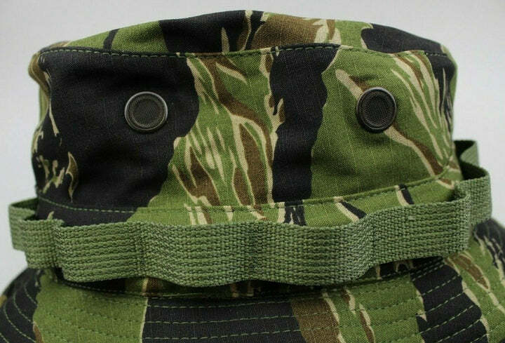 Vietnam Shooter’s 2″ Short Brim Boonie Cover- Tiger Stripe Boonie Hat Govt Issue
