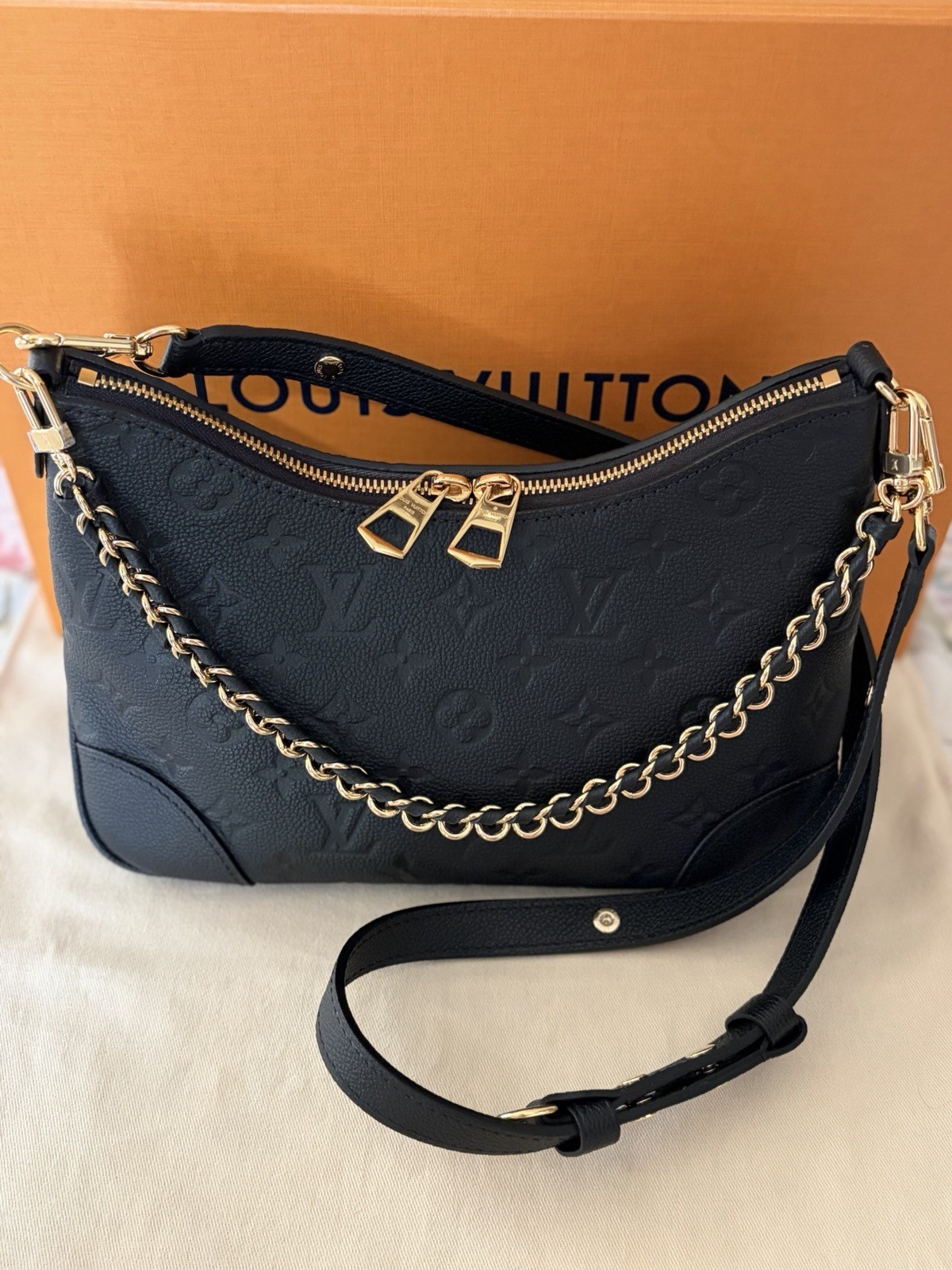 Louis Vuitton Boulonge PM Monogram Empreinte Leather Noir M12930