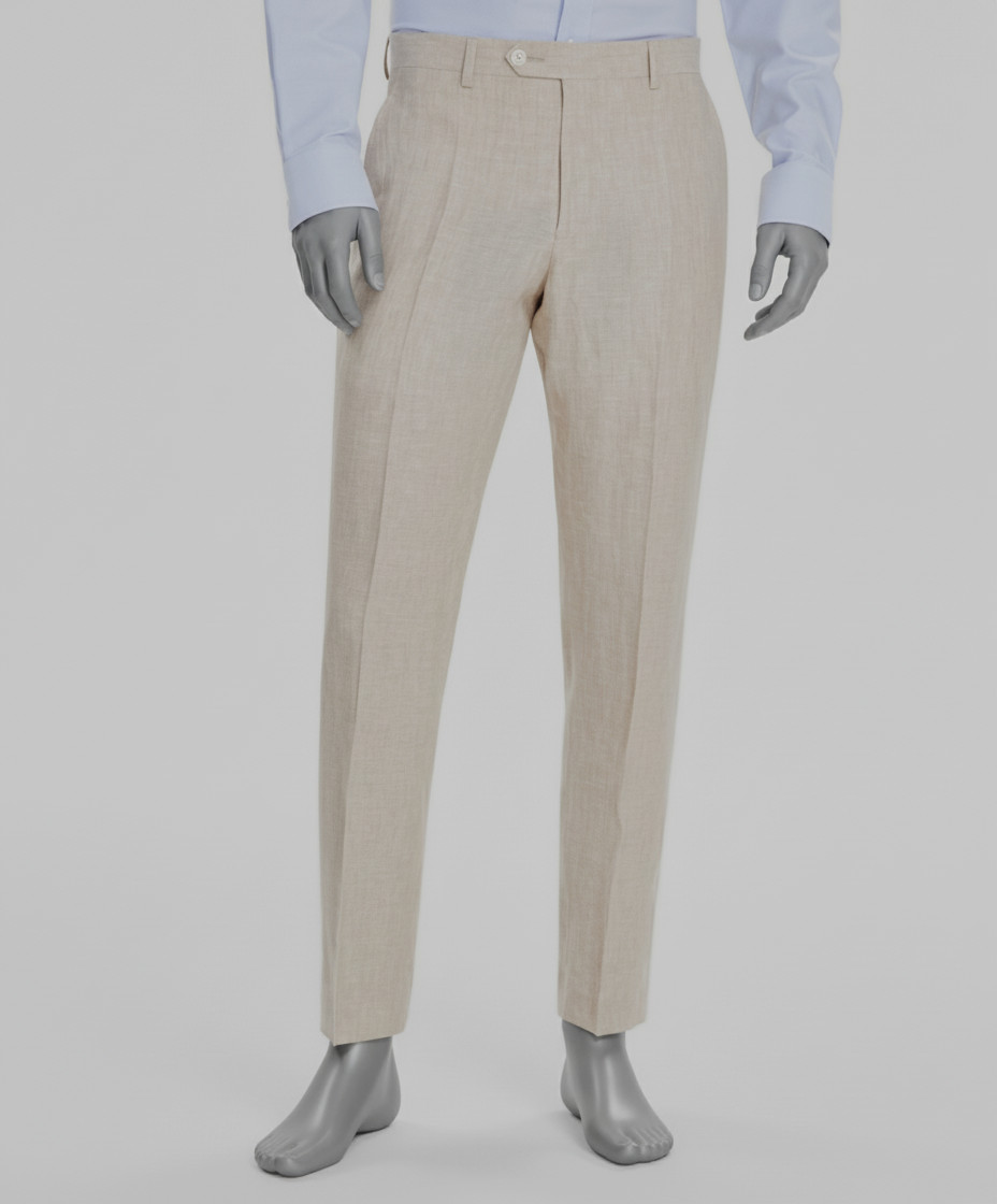 Tommy Hilfiger Men’s Beige Linen Solid Modern Hall Suit Pants Size 34W-34L