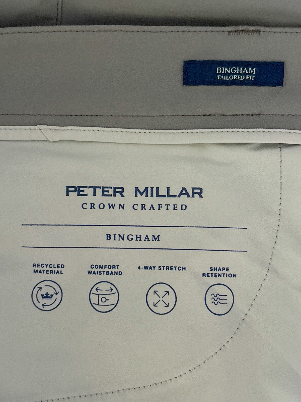 Peter Millar Pants Size 42×30 Tailored Fit Golf Gray Crown Crafted $185 NWT