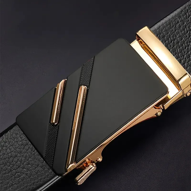 Premium Men’s Leather Belt with Automatic Alloy Buckle