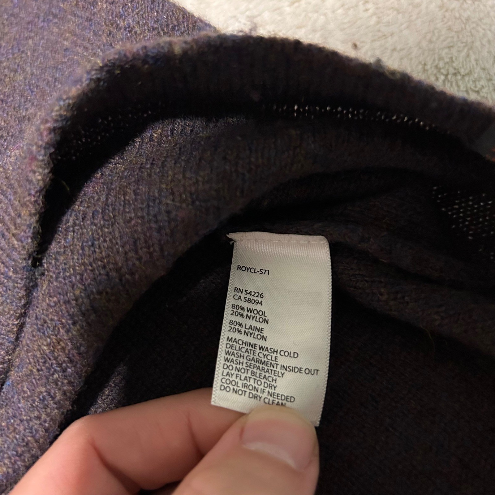 Royal Robbins Sweater Mens M Brown Purple Wool Blend Quarter Zip Ribbed Pullover