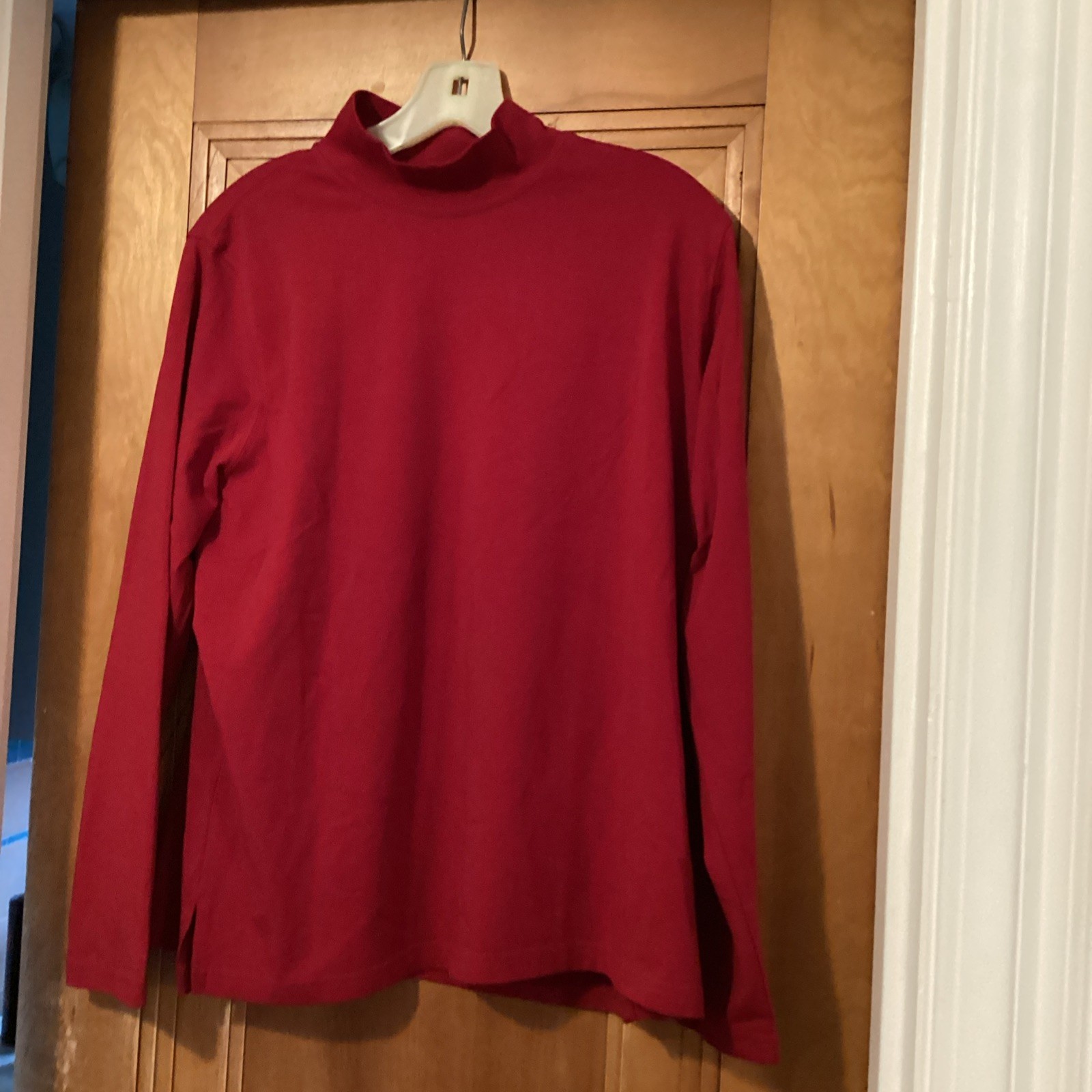 Talbots 1X Petite Mock Turtleneck Cranberry 94% Cotton 6% Spandex