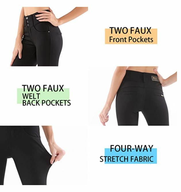 DAS Women’s Office Pants with Tight Slim Fit Middle Waist Dressy Jeggings 31