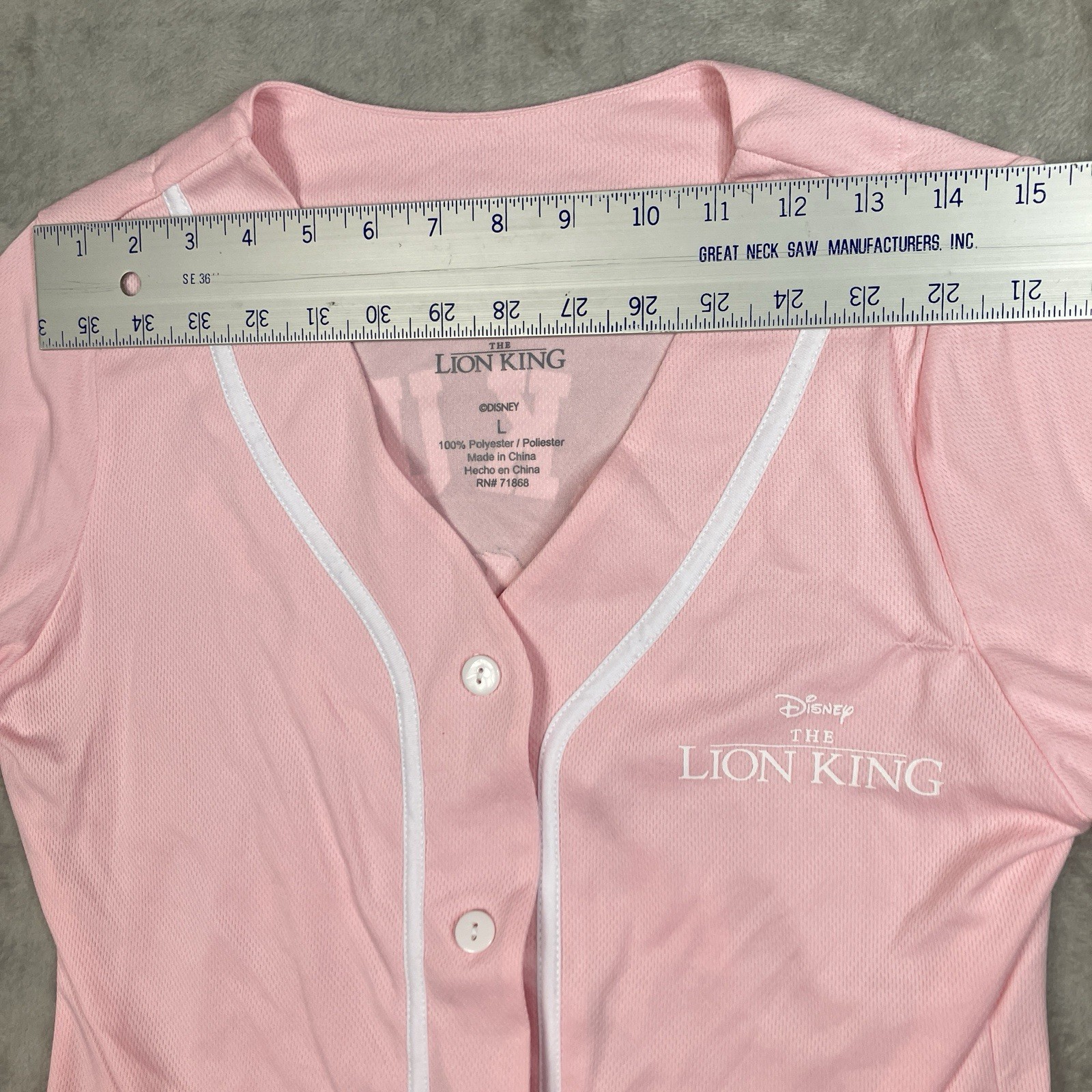 Disney Lion King Baseball Jersey Womens L Pink Button Front Hakuna Matata Shirt