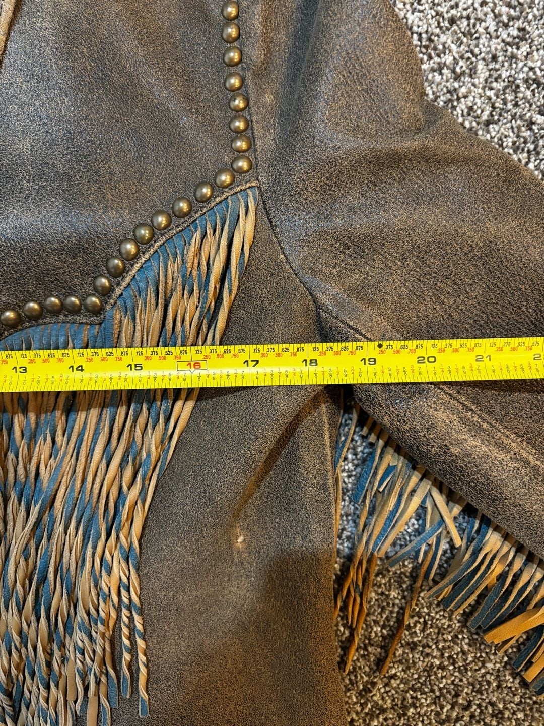 Double D Ranch Western Leather Jacket with Fringe and Stud Detail