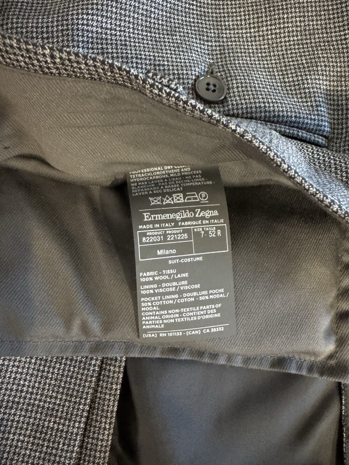Ermenegildo Zegna Milano Drop 7 Grey Wool 2-PC Suit IT52 Made In Italy