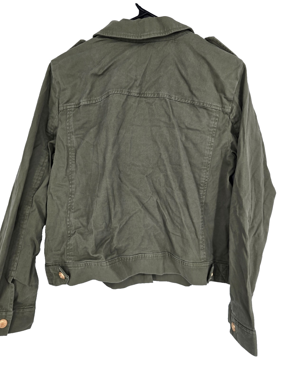 Talbots Jacket Womens Large Olive Green Safari Military Gold Button Up NWT