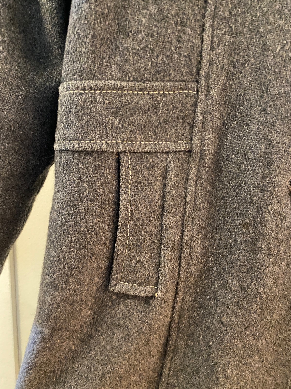 Antique Vintage 40’s Era Grey Wool Peacoat Collar Pockets