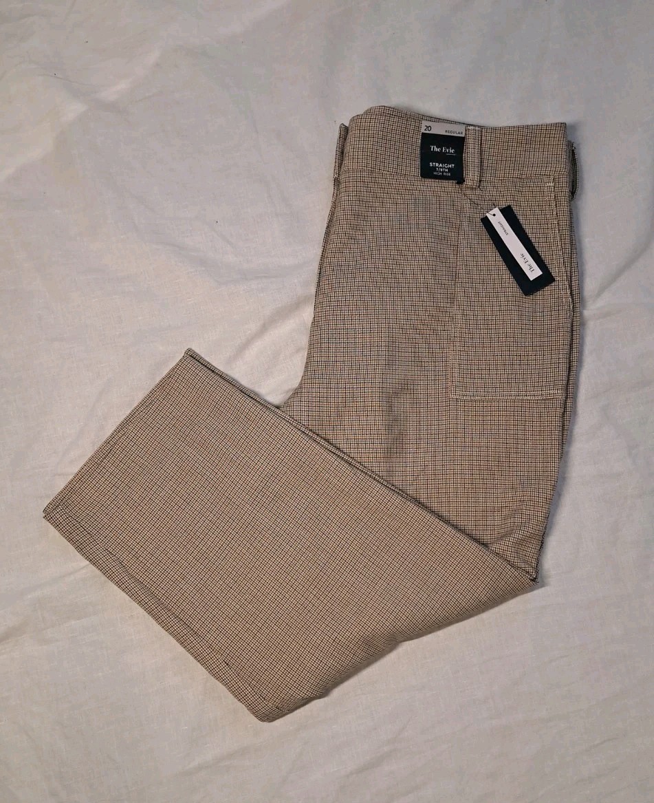 M&S Retro 40s 50’s style Straight High Rise 7/8 check Women’s Trousers UK 20