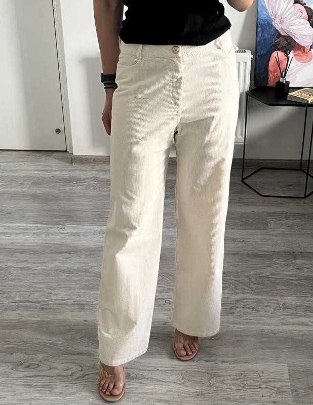 Max&Moi Beige Corduroy Straight Leg Pants Trousers FR 40