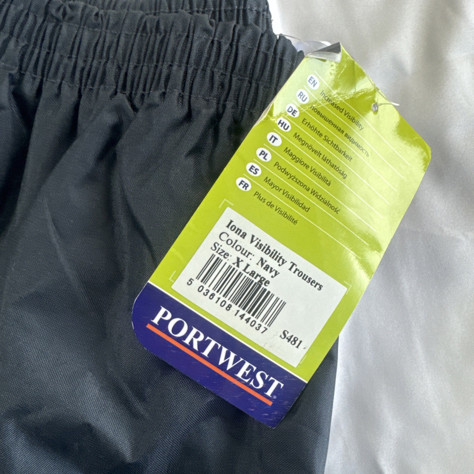 Portwest S481 Iona Lite Pants Hi-Vis Reflective Tape Abrasion Resistant XL