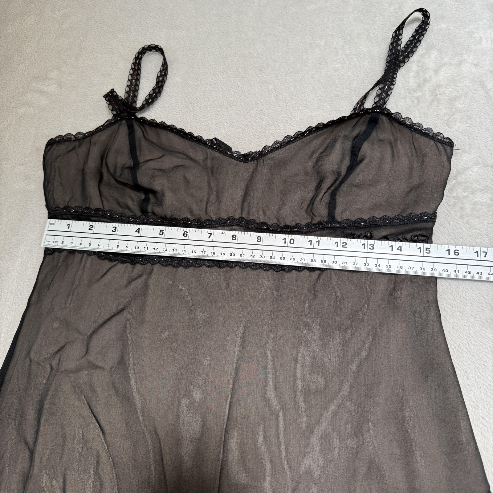 Vtg Laundry By Shelli Segal Full Slip Womens 10 Black Silk Embroidered 90s Fairy