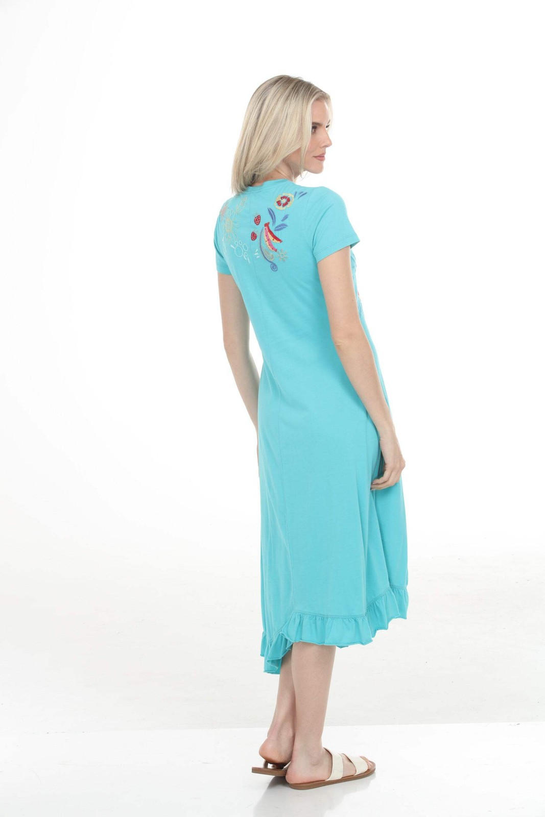 Johnny Was JWLA Blue Cora Asymmetric Ruffle Flounce Dress J37325-4