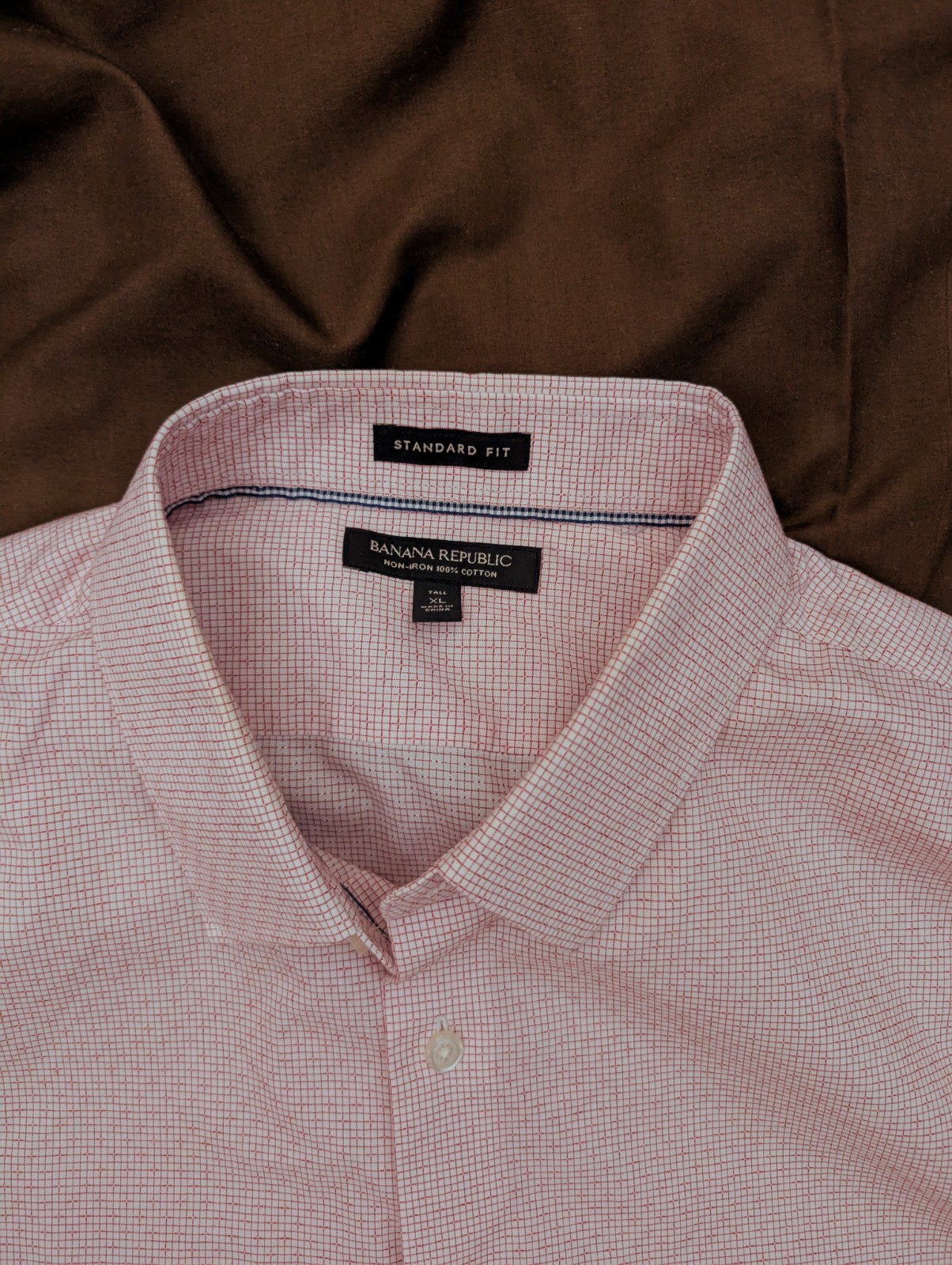 Banana Republic Non-Iron Red White Check Dress Shirt XL
