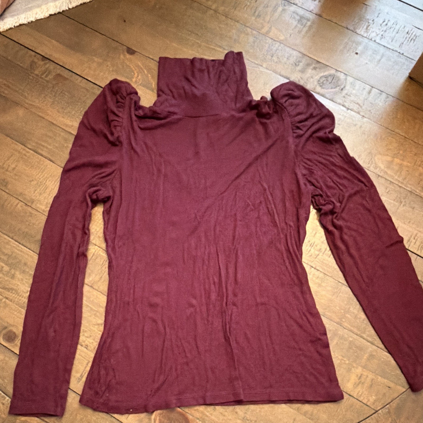 I.N.C. International Concepts Burgundy Knit Turtleneck Puff Sleeve Top M