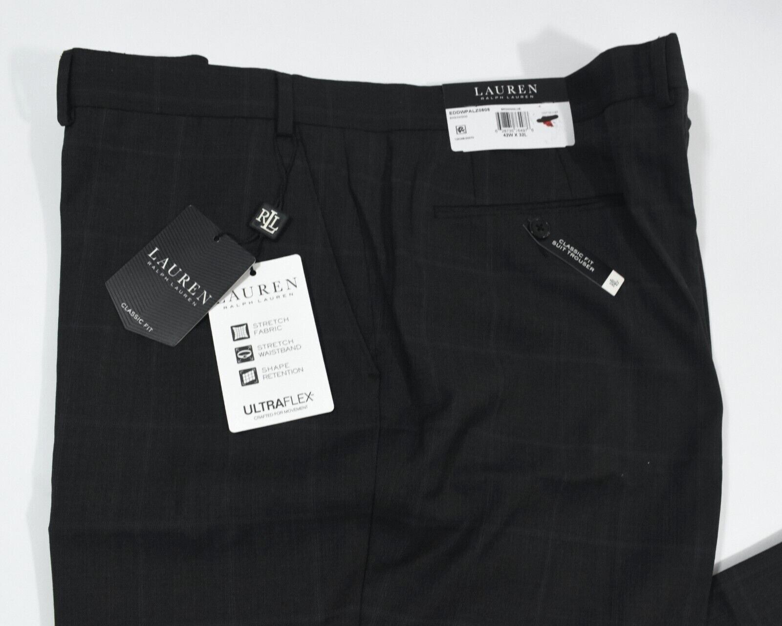Lauren Ralph Lauren Mens Pants New 36 38 40 42 44 Ultra Flex Brown/Blue Plaid