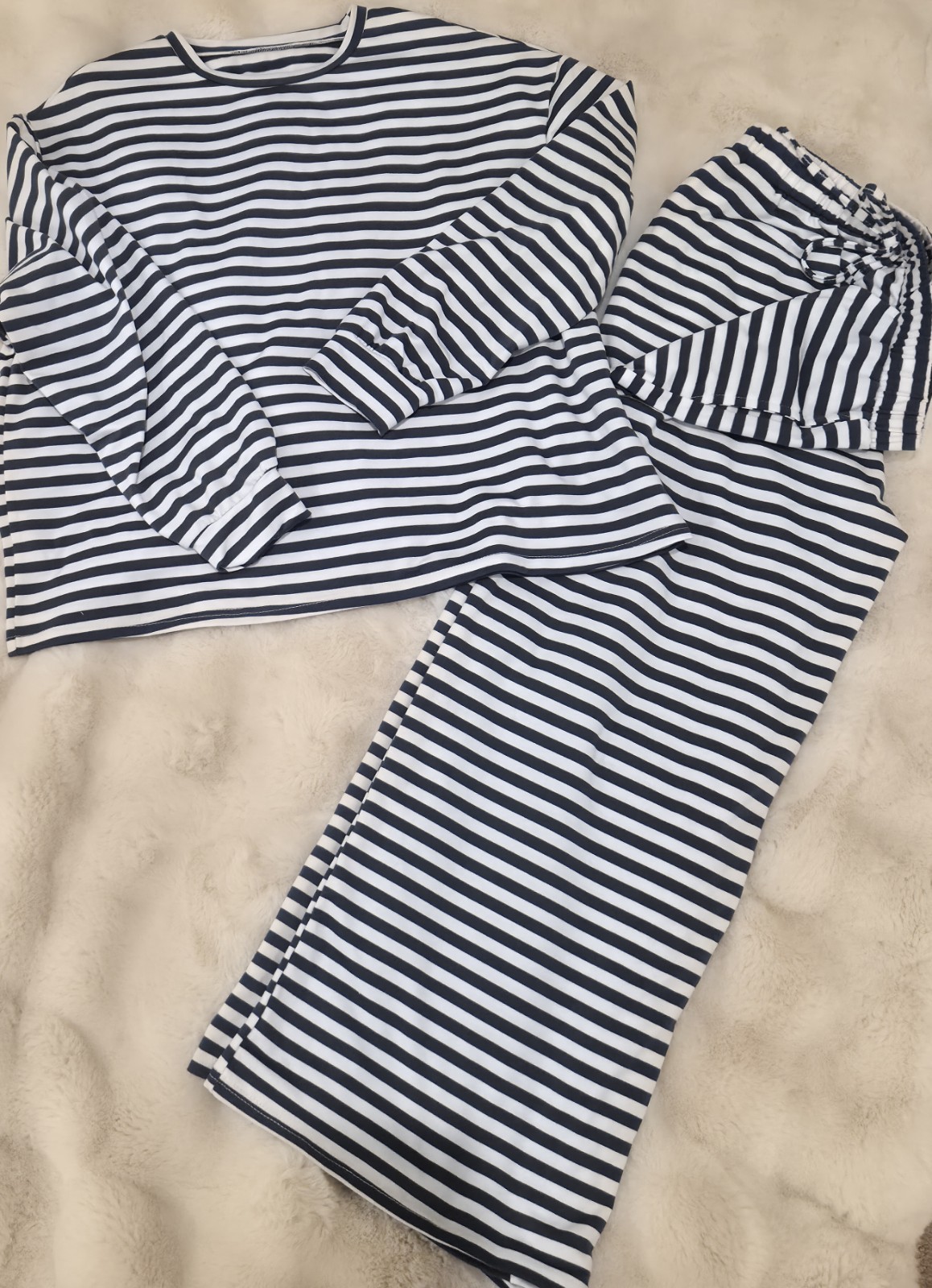 COASTAL CHIC Women’s XL Striped Lounge Set Long Sleeve Top Wide Leg Pant2 Piece