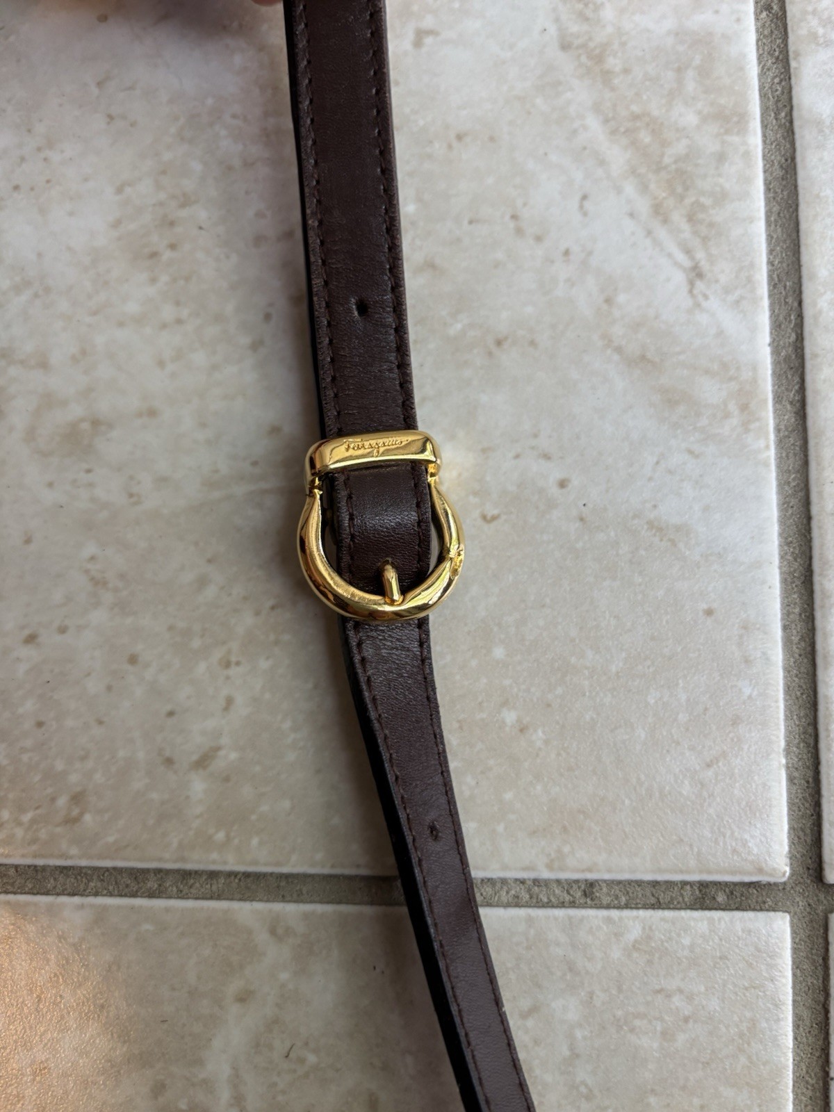 Salvatore Ferragamo vtg Brown Leather & Lizard Trim Clutch Shoulder Bag Italy