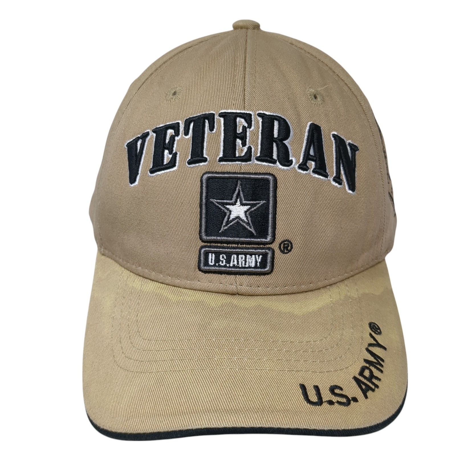 Veteran US Army Strapback Baseball Cap Brown One Size Adjustable JM Warriors