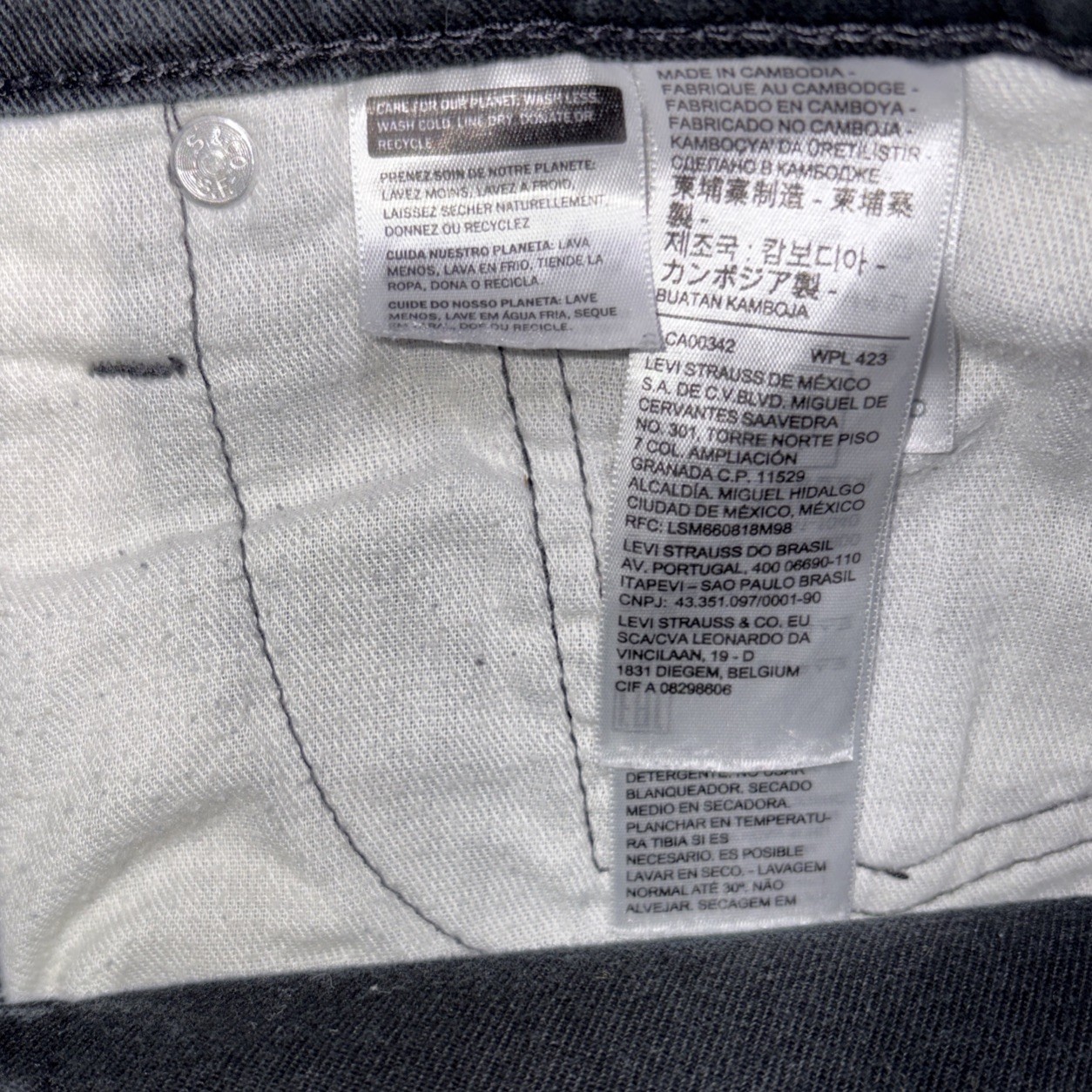 Levi’s 513 Jeans Dark Black Denim Slim Straight Stretch Men’s Size 38X29