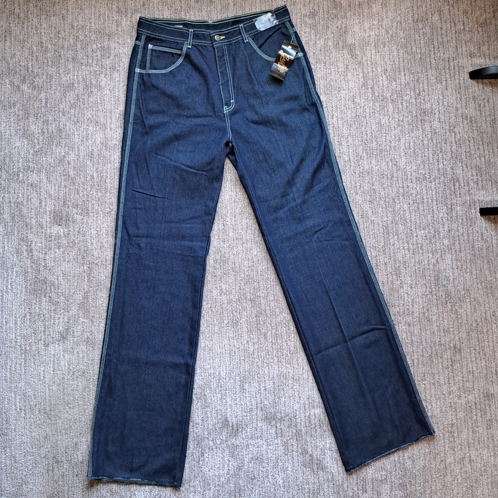👖 Deadstock NWT NOS Vintage Graffiti “Whiskers” Jeans Mens 35″ Waist Unhemmed