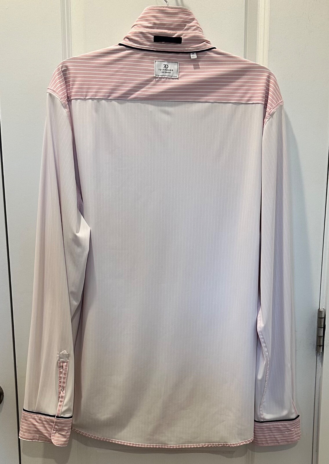7D 7DIAMONDS PINK STRIPES CAMDEN 4 WAY STRETCH MEN’S DRESS SHIRT XL