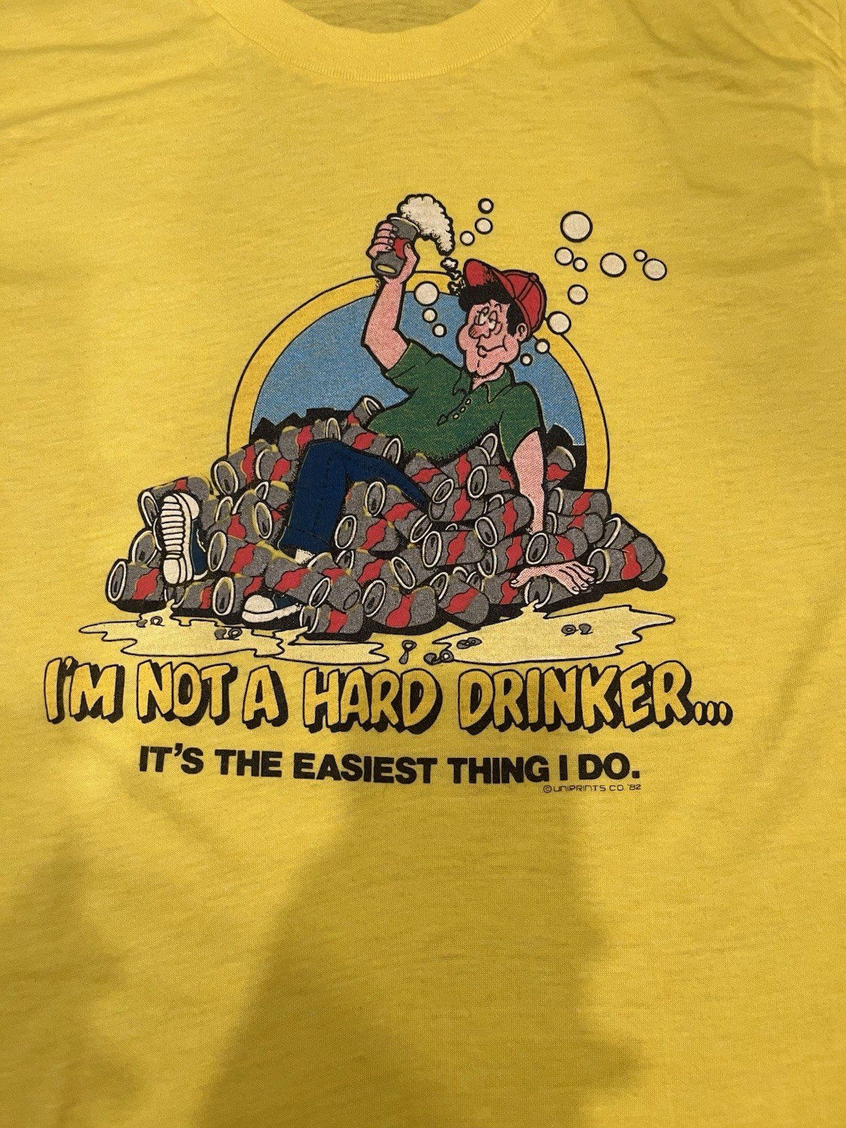 Vintage 80s “I’m Not A Hard Drinker”Cartoon “18 x 26.5” Beer. UniPrint Co 82.