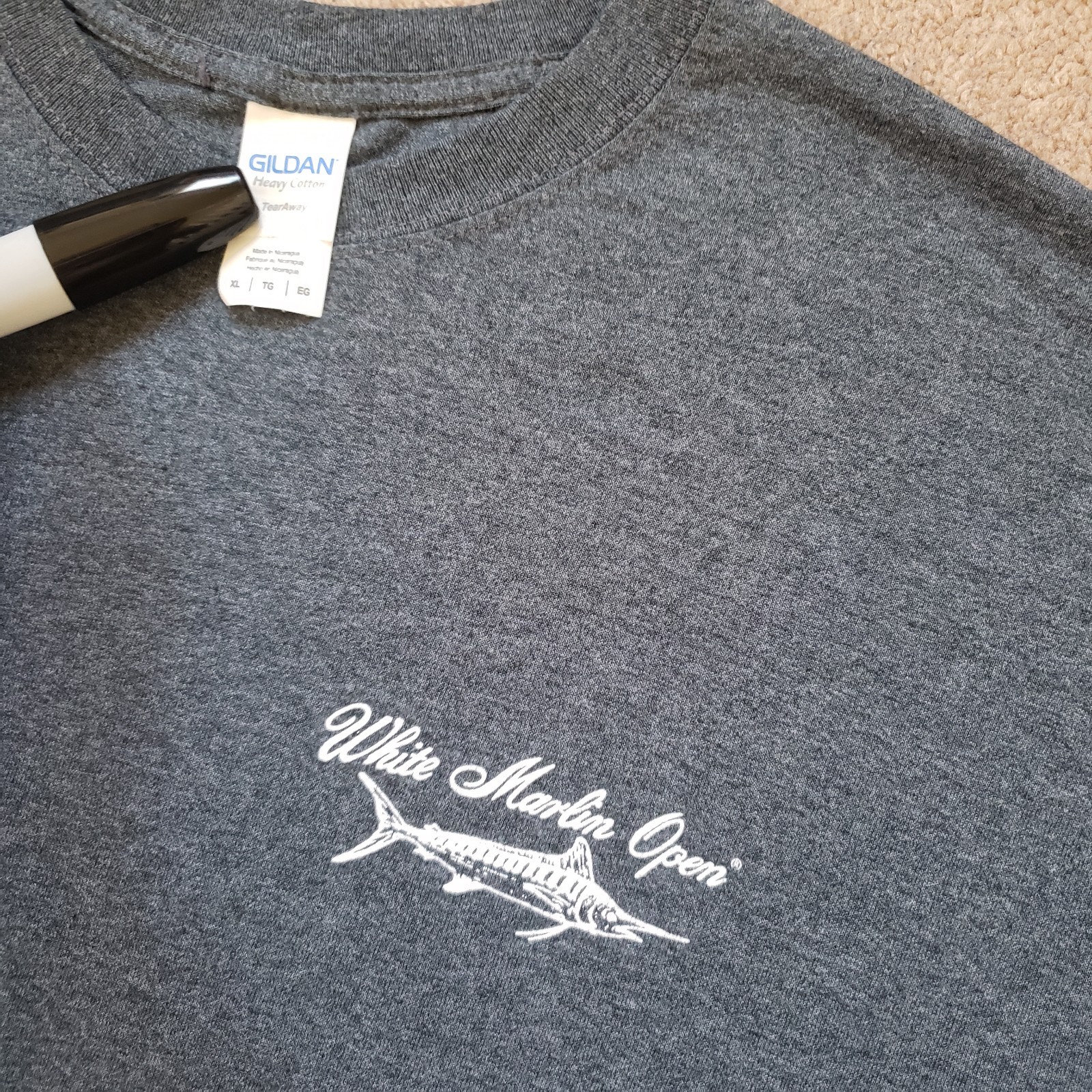 2018 White Marlin Open Size XL Mens Gray Double Side T-Shirt 45th Annual Fishing