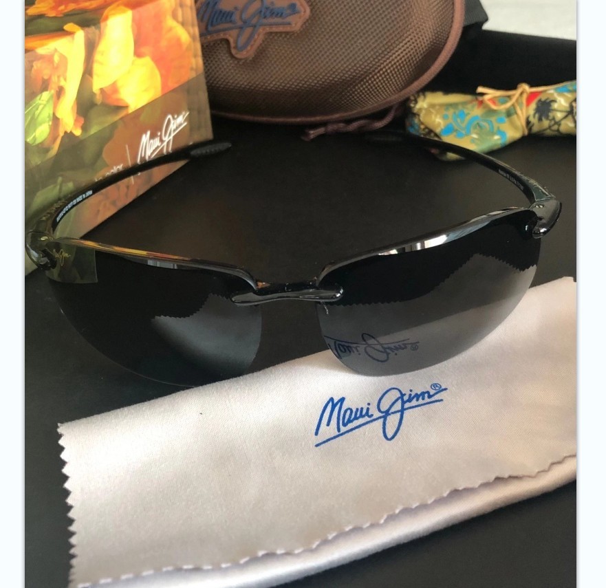 Maui Jim Sport Sunglasses 407-02 Ho’Okipa Black Wrap Frames with Black Lenses