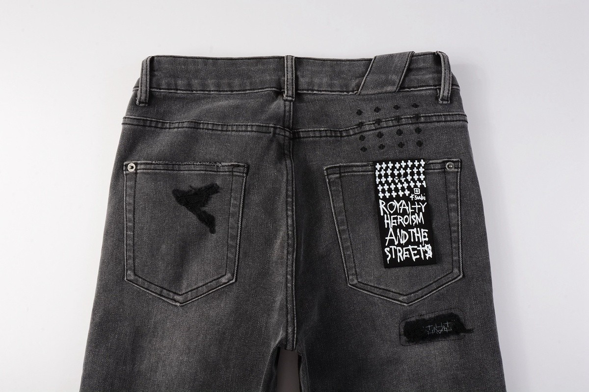 NEW KSUBI Men’s Black Letter Printing Ripped Pants High Street Fashion Jeans NEW