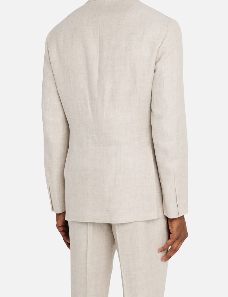 Brunello Cucinelli Men’s Beige Linen Two-Button Cavallo Suit Jacket Size 52