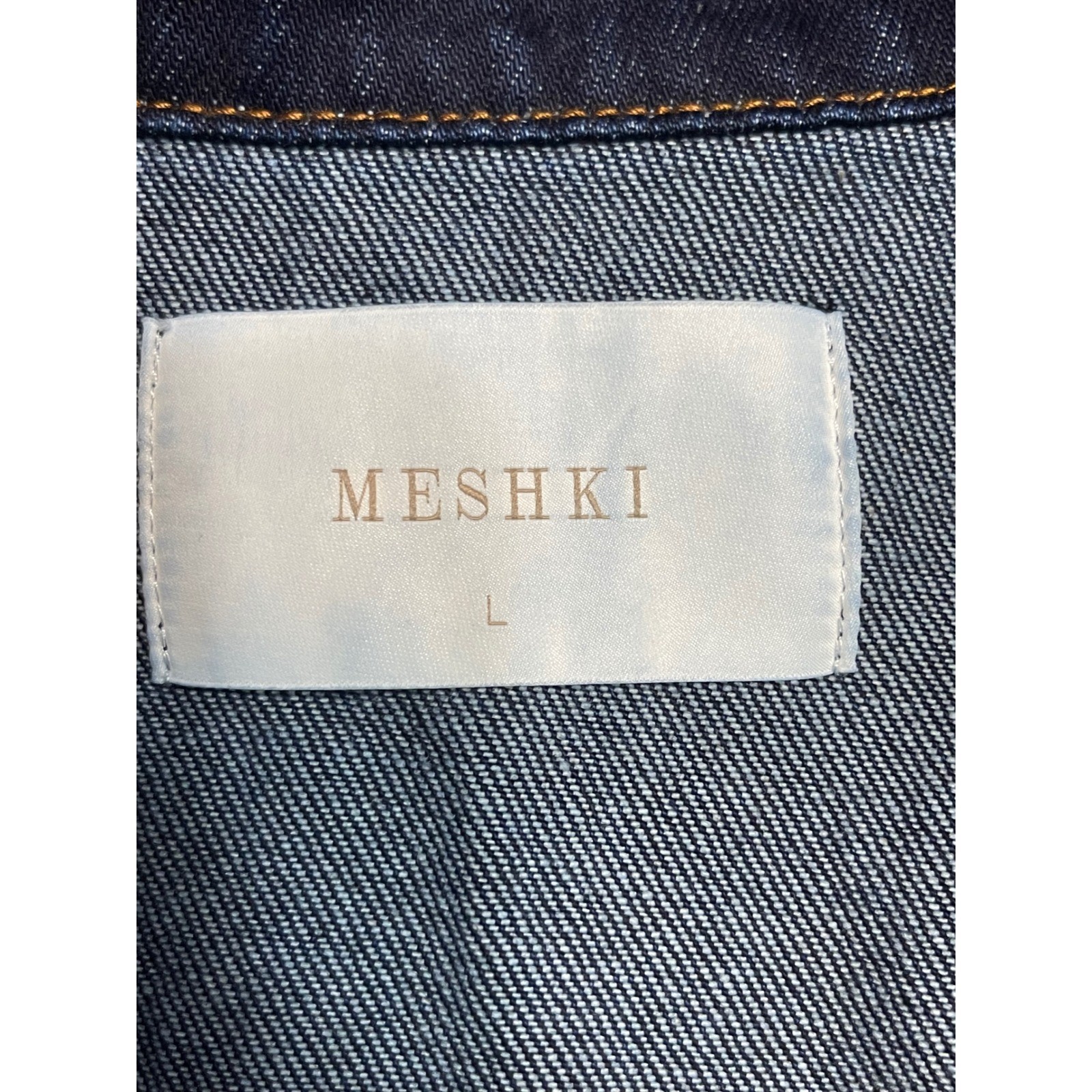 Meshki Dark Wash Denim Tailored Jacket Gold Buttons Blue Large DN08362